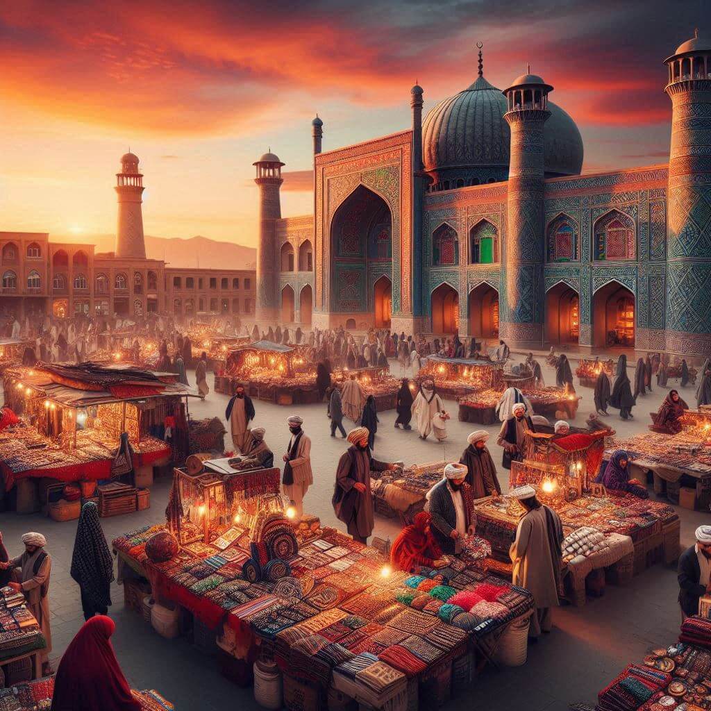 Vibrant marketplace in Afghanistan, showcasing cultural heritage