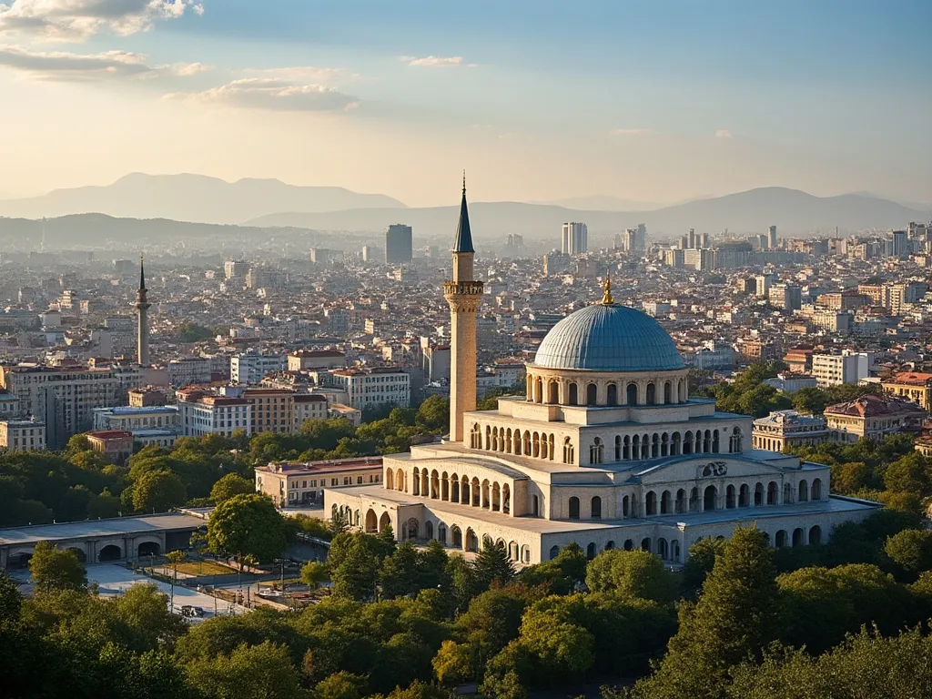 Ankara cityscape with the Anıtkabir in the background