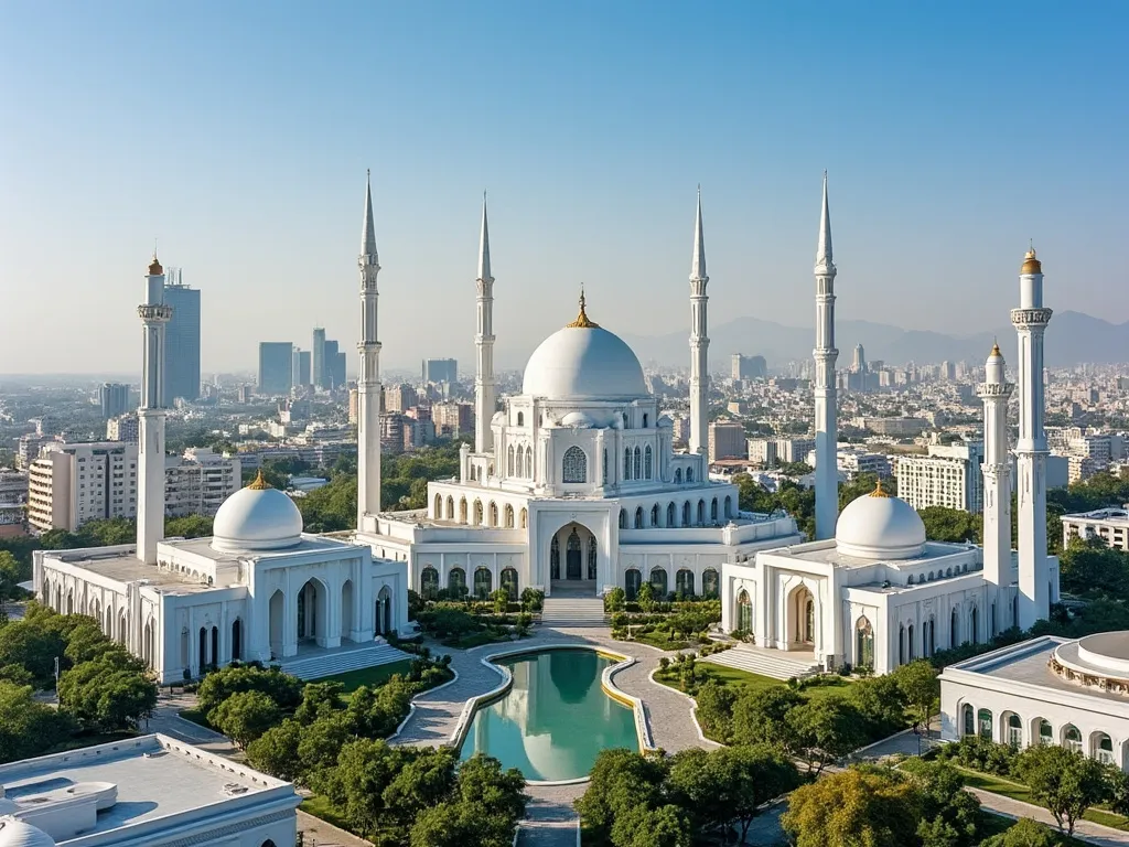 Ashgabat, cityscape with white marble buildings