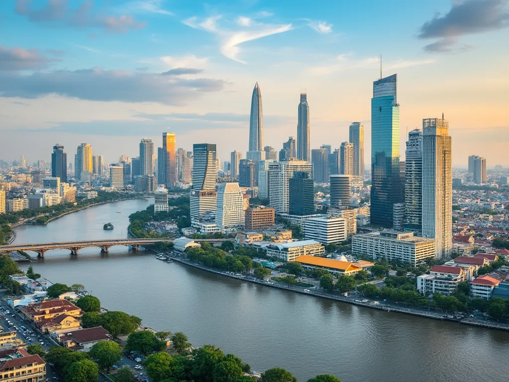 Bangkok skyline with the Chao Phraya River