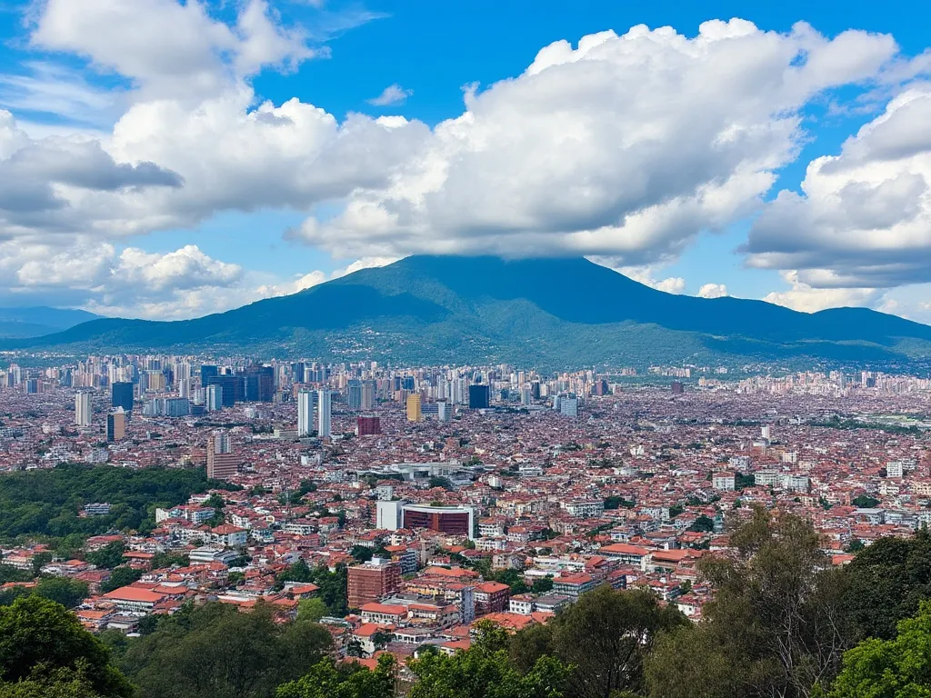 Bogota cityscape with the Andes mountains in the background