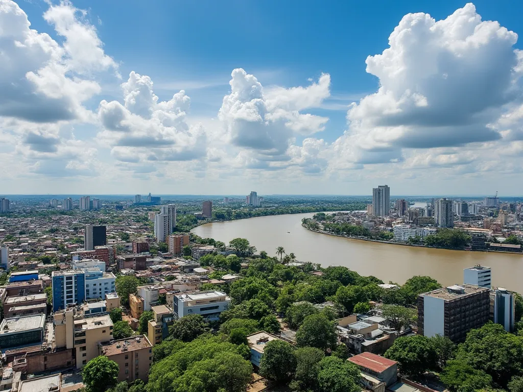 Brazzaville cityscape with the Congo River