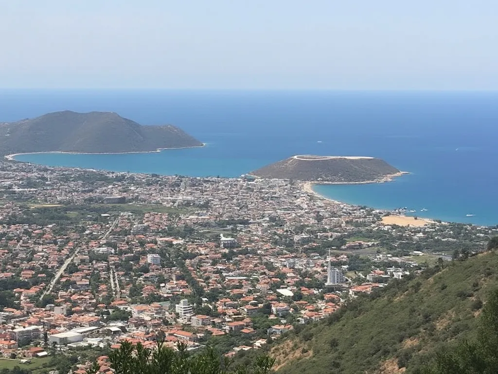 Dili city with fort and sea in the background