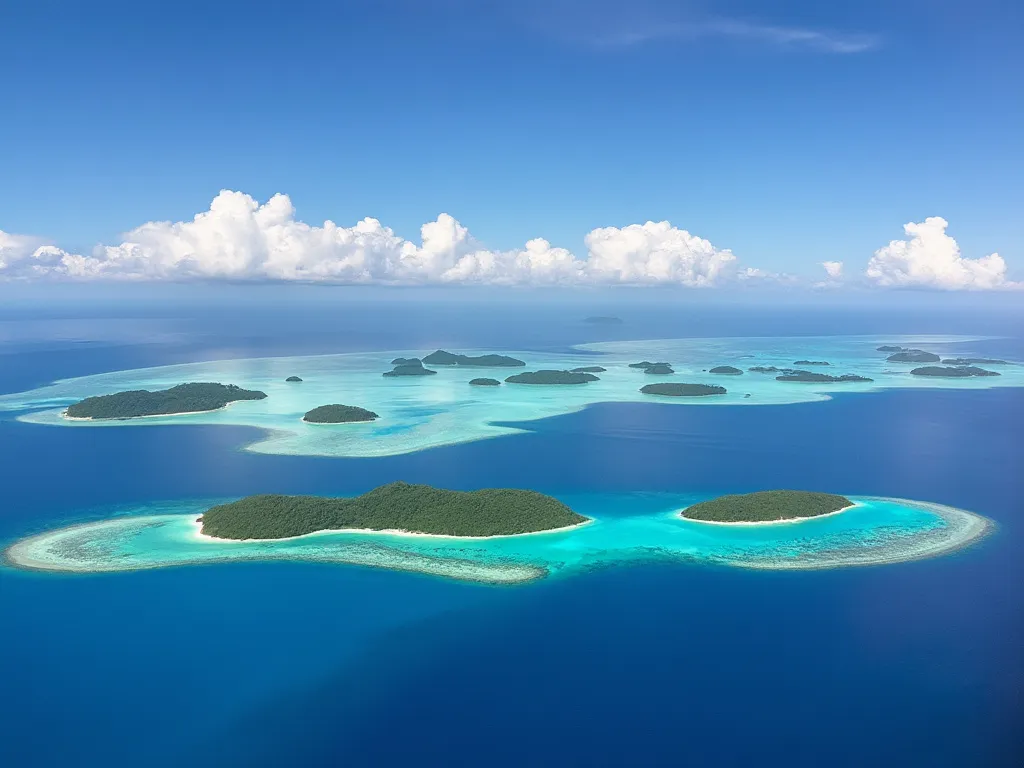 Funafuti skyline with the lagoon and surrounding islets
