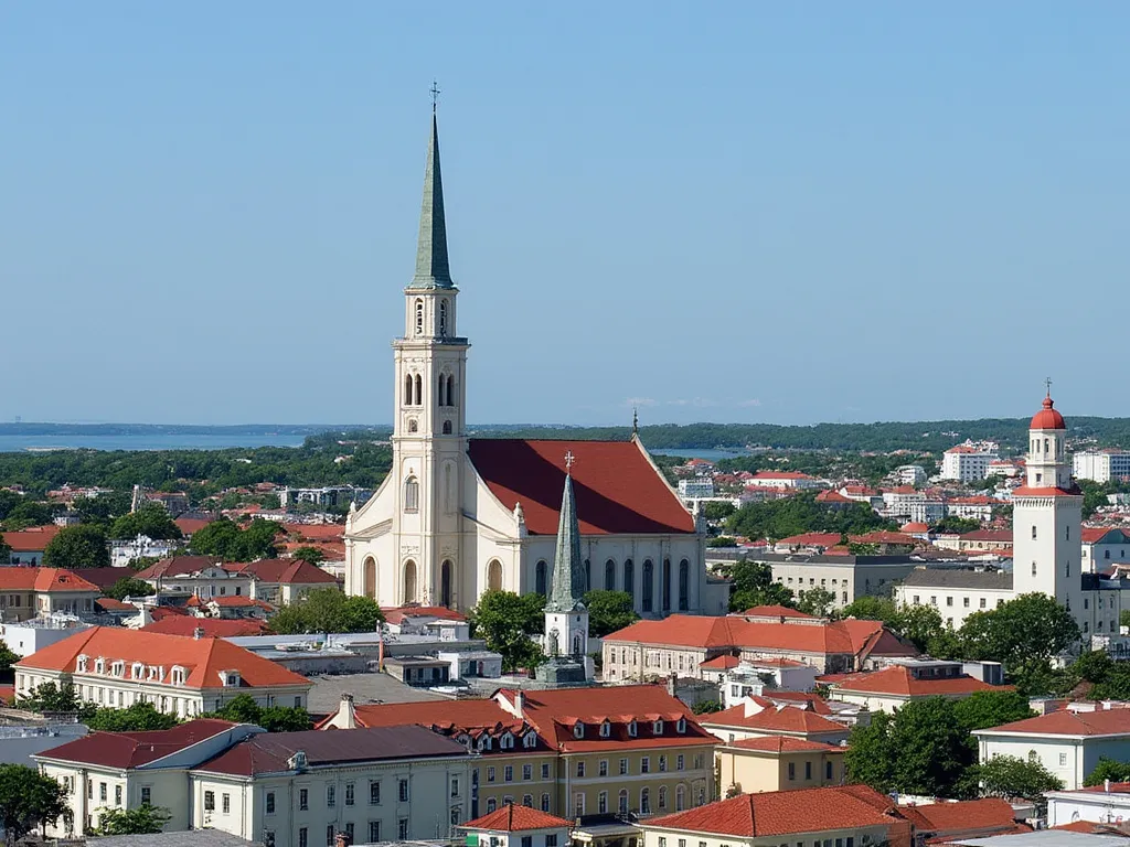 View of the St. George's Cathedral and other buildings in Georgetown