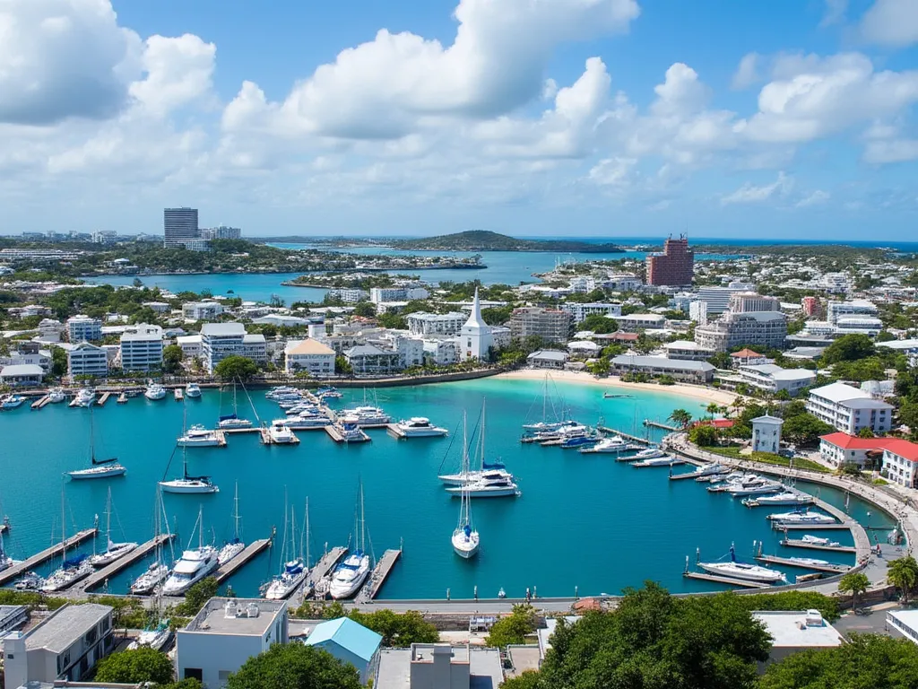 Hamilton skyline with the harbor and boats