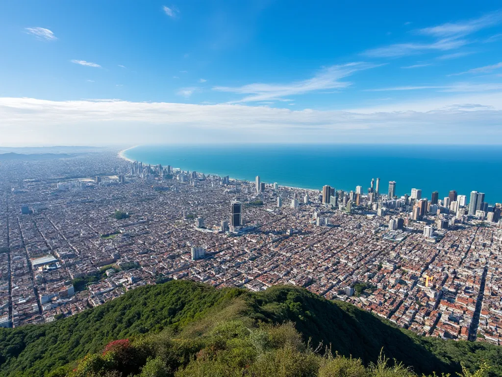 Lima skyline with the Pacific Ocean in the background