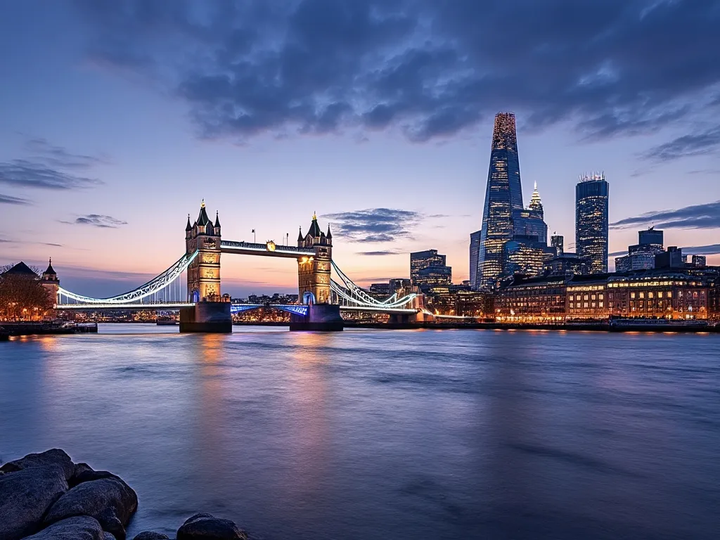 Panorama de Londres con el río Támesis y el Puente de la Torre