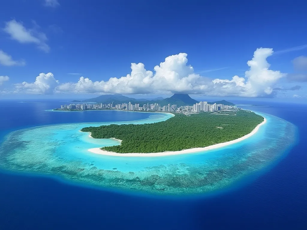 Majuro atoll and city skyline in the Marshall Islands