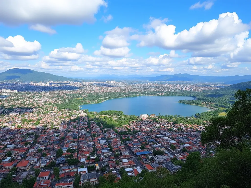 Managua cityscape with lake Xolotlán