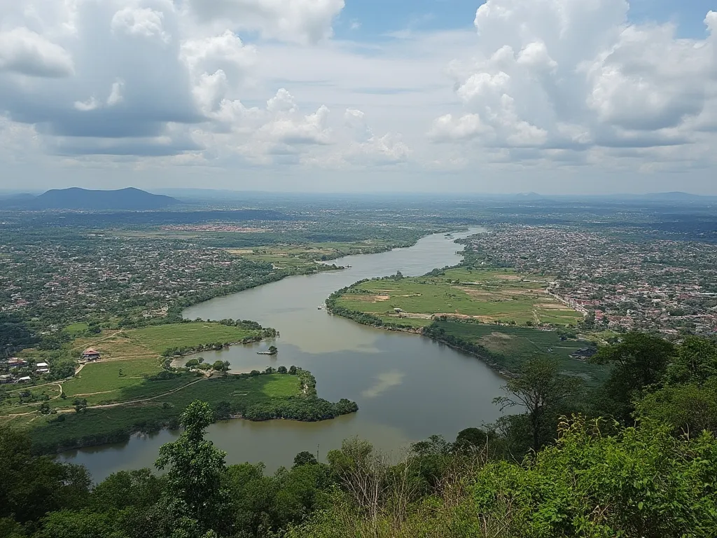 Vista del horizonte de Ndjamena con los ríos Chari y Logone