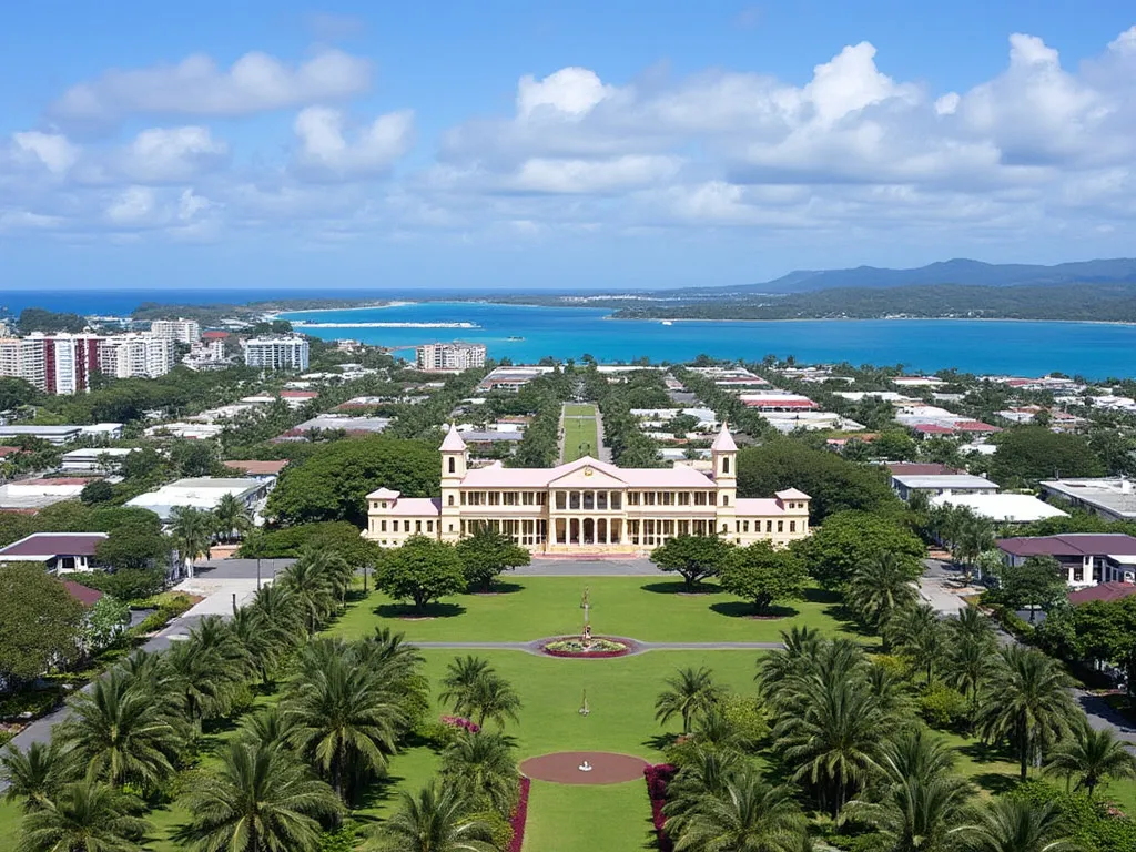 Paisaje urbano de Nuku'alofa con el Palacio Real y el Puerto de Nuku'alofa