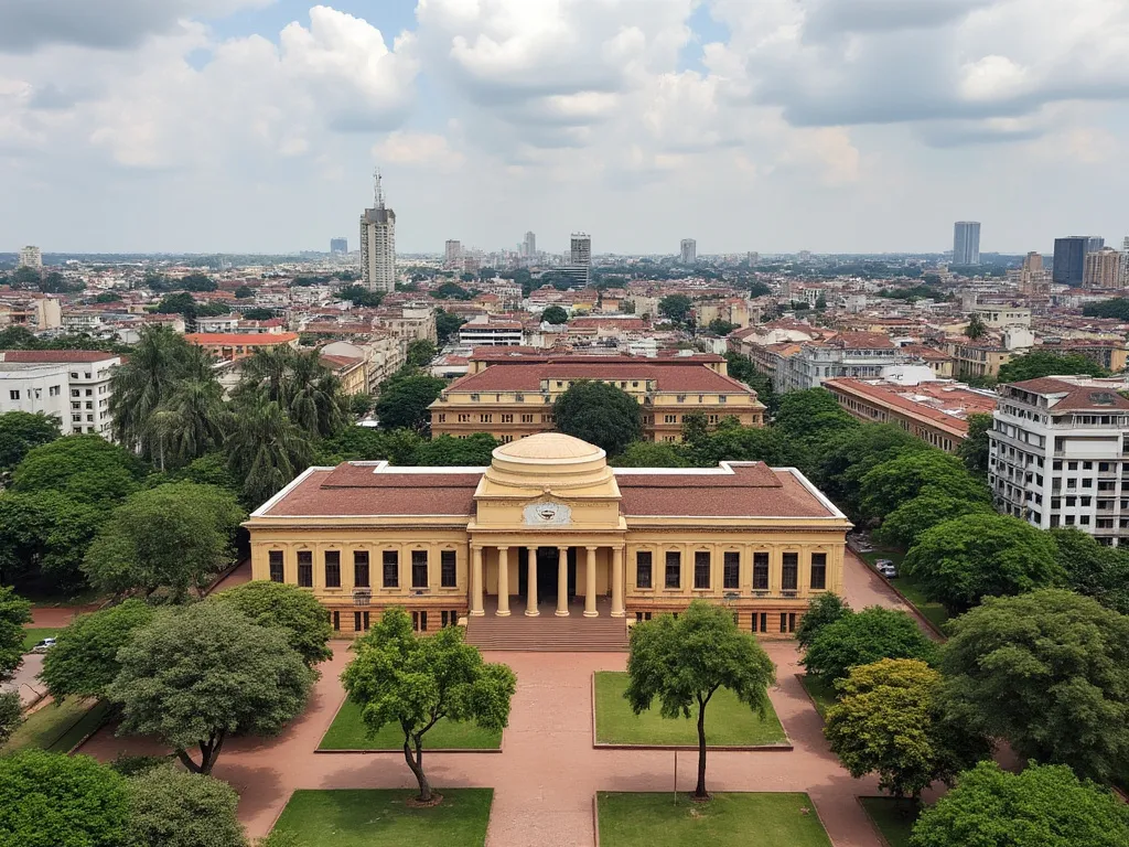 Paisaje urbano de Ouagadougou con el Museo Nacional en primer plano