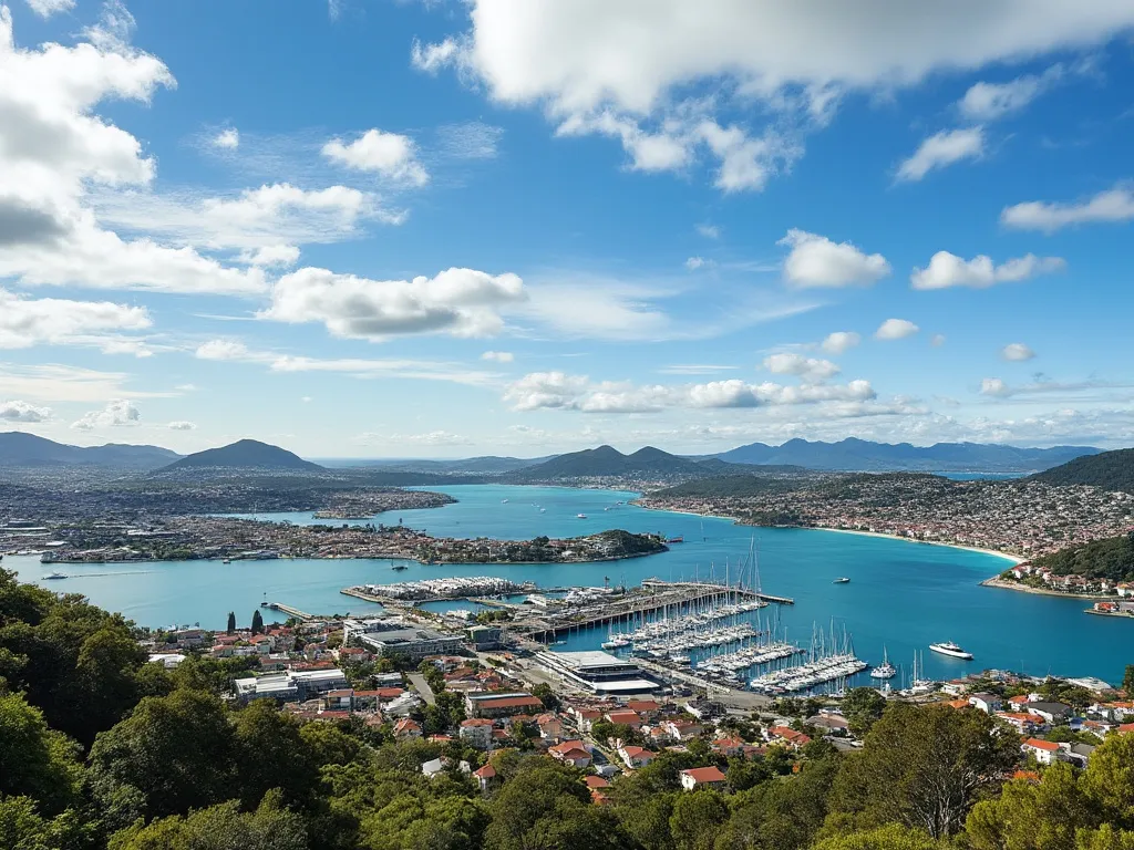 Panorama de Road Town con el puerto y la costa
