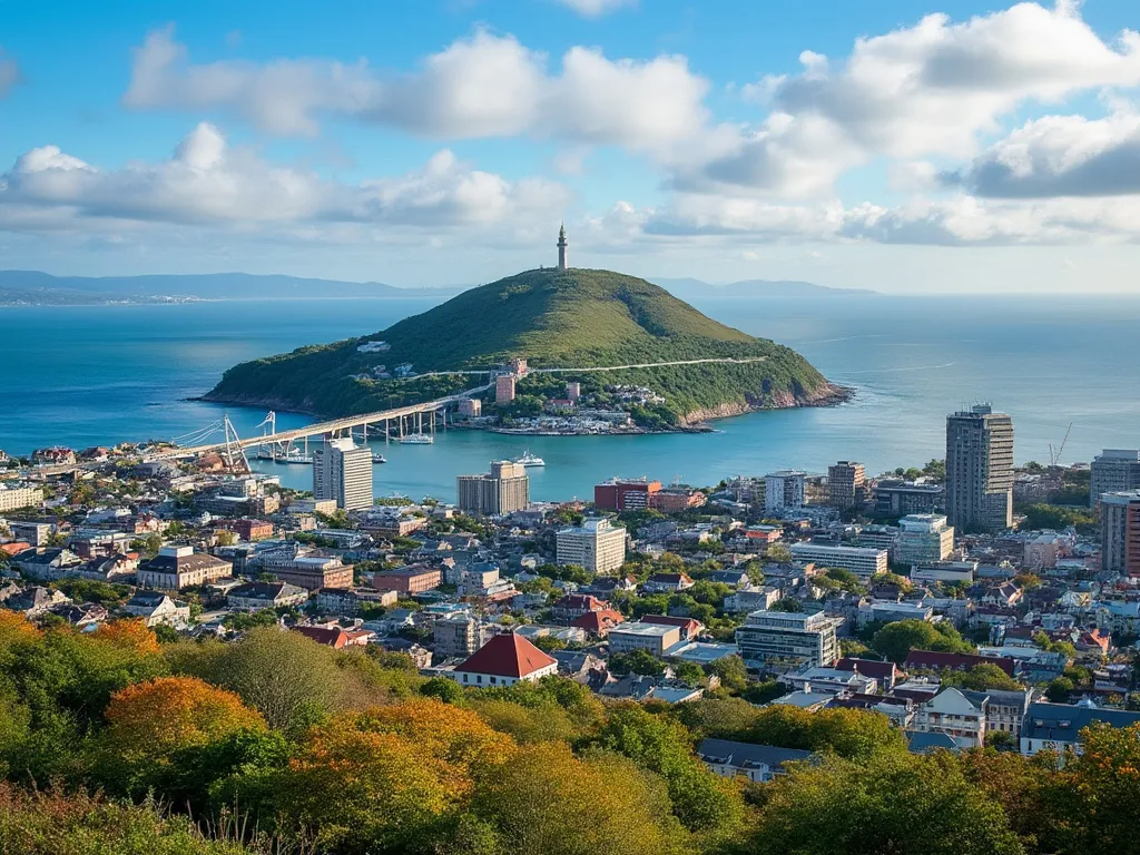 Skyline de St. John's con atracciones famosas como Signal Hill y el Océano Atlántico