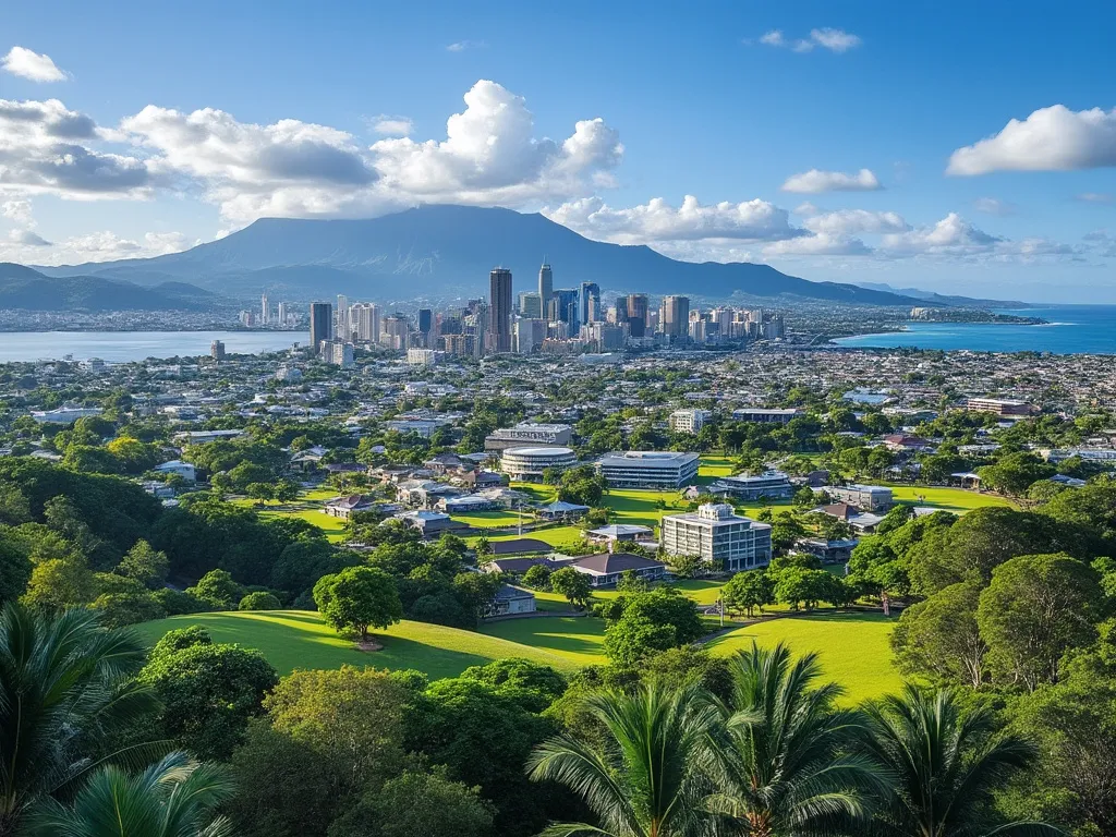 Horizonte de Suva con atracciones famosas como el Museo de Fiji y hermosos paisajes