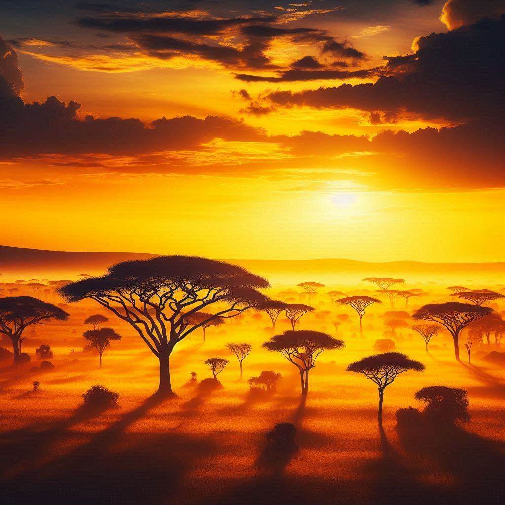 Savanna landscape at dawn, representing hope and tolerance in the Central African Republic