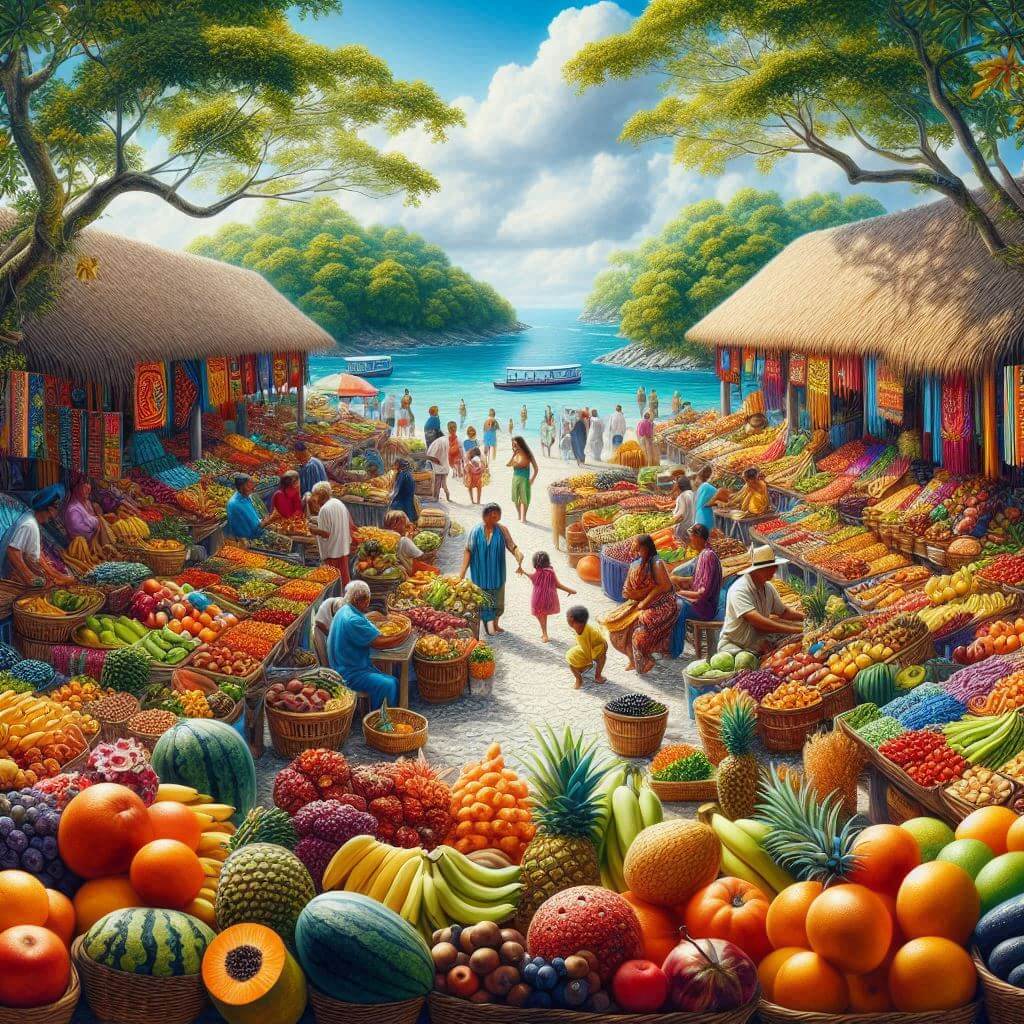 Vibrant Belizean market scene, showcasing cultural diversity and Caribbean beauty