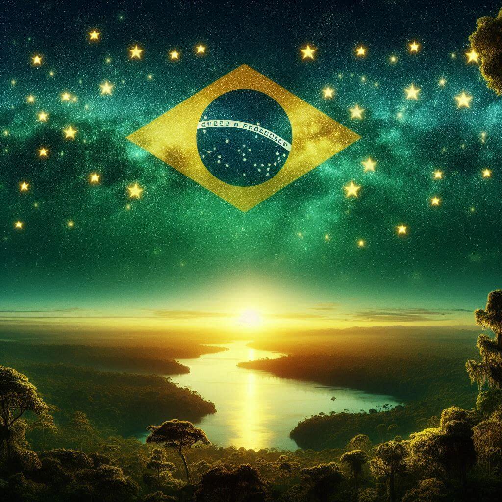 Starry night sky over the Amazon rainforest, symbolizing Brazil's natural beauty and rich resources