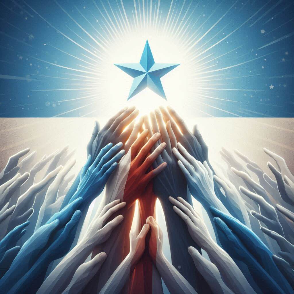 Luz en forma de estrella que simboliza la unidad nacional y la independencia en la República Centroafricana