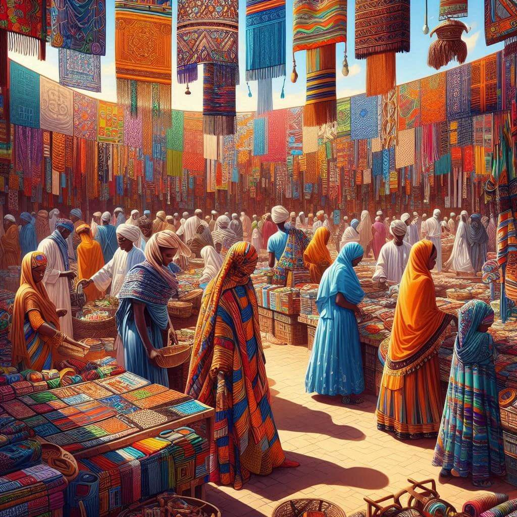 Vibrante mercado en N'Djamena, mostrando la diversidad cultural y el orgullo de Chad