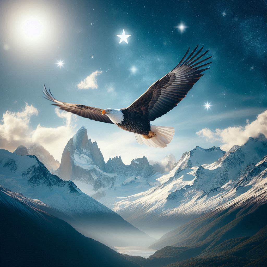 Majestic eagle soaring over the Andes Mountains, symbolizing freedom and progress in Chile