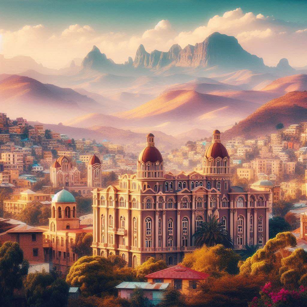 Arquitectura vibrante de Asmara, la capital de Eritrea, rodeada por el majestuoso terreno del Cuerno de África