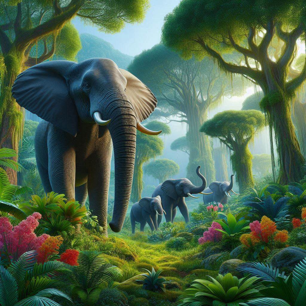 Majestuoso elefante africano en la selva tropical de Gabón, simbolizando biodiversidad y conservación