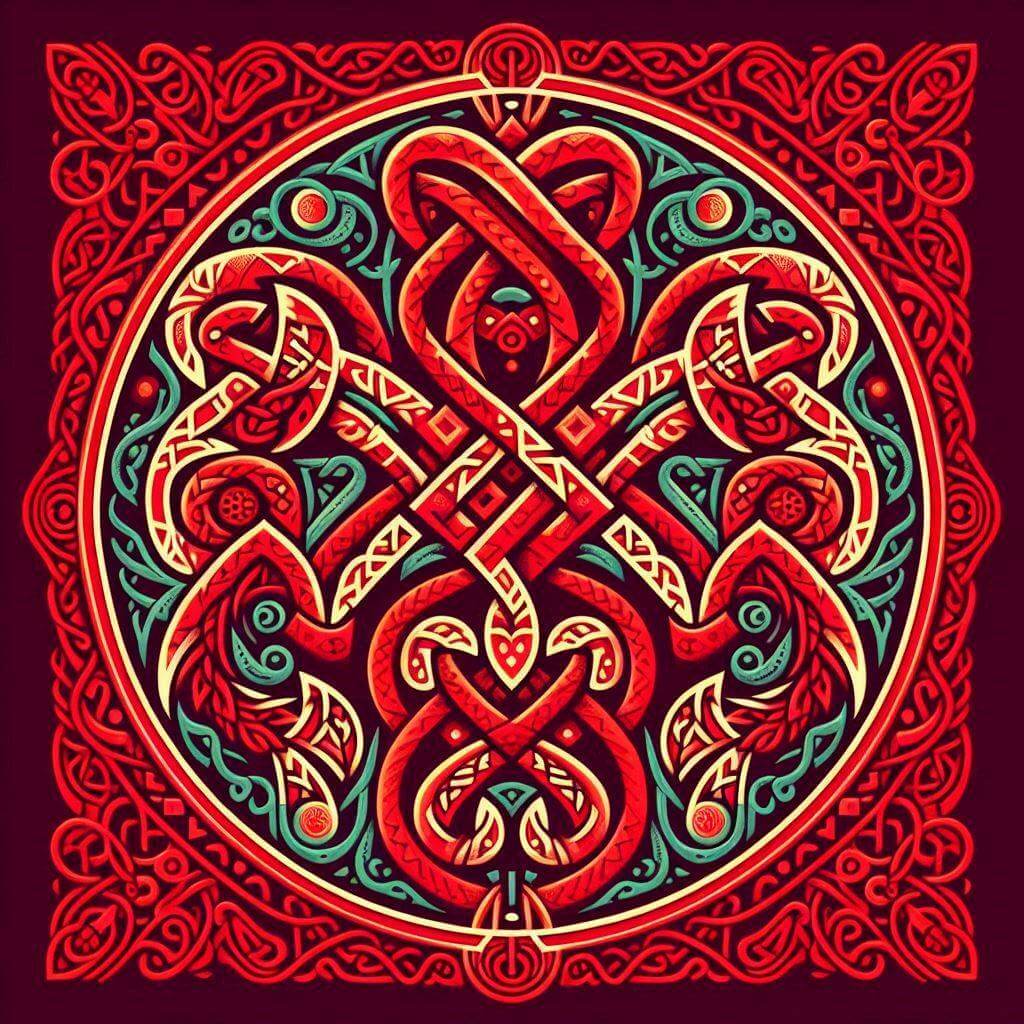 Stylized depiction of the Isle of Man's Celtic and Norse cultural fusion