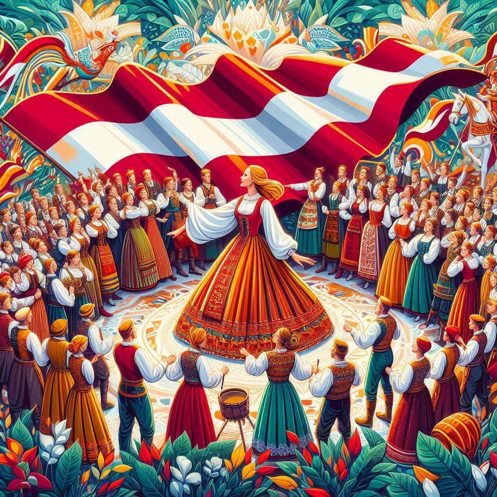 Latvian Song and Dance Festival celebrating cultural heritage and national unity.