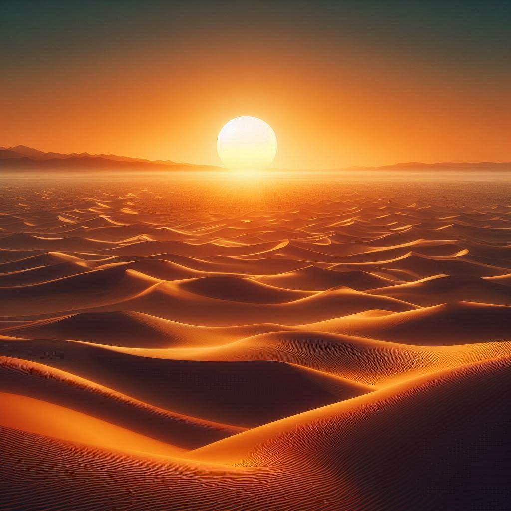 Vibrant sunset over the Sahara desert, embodying Mauritania's cultural identity