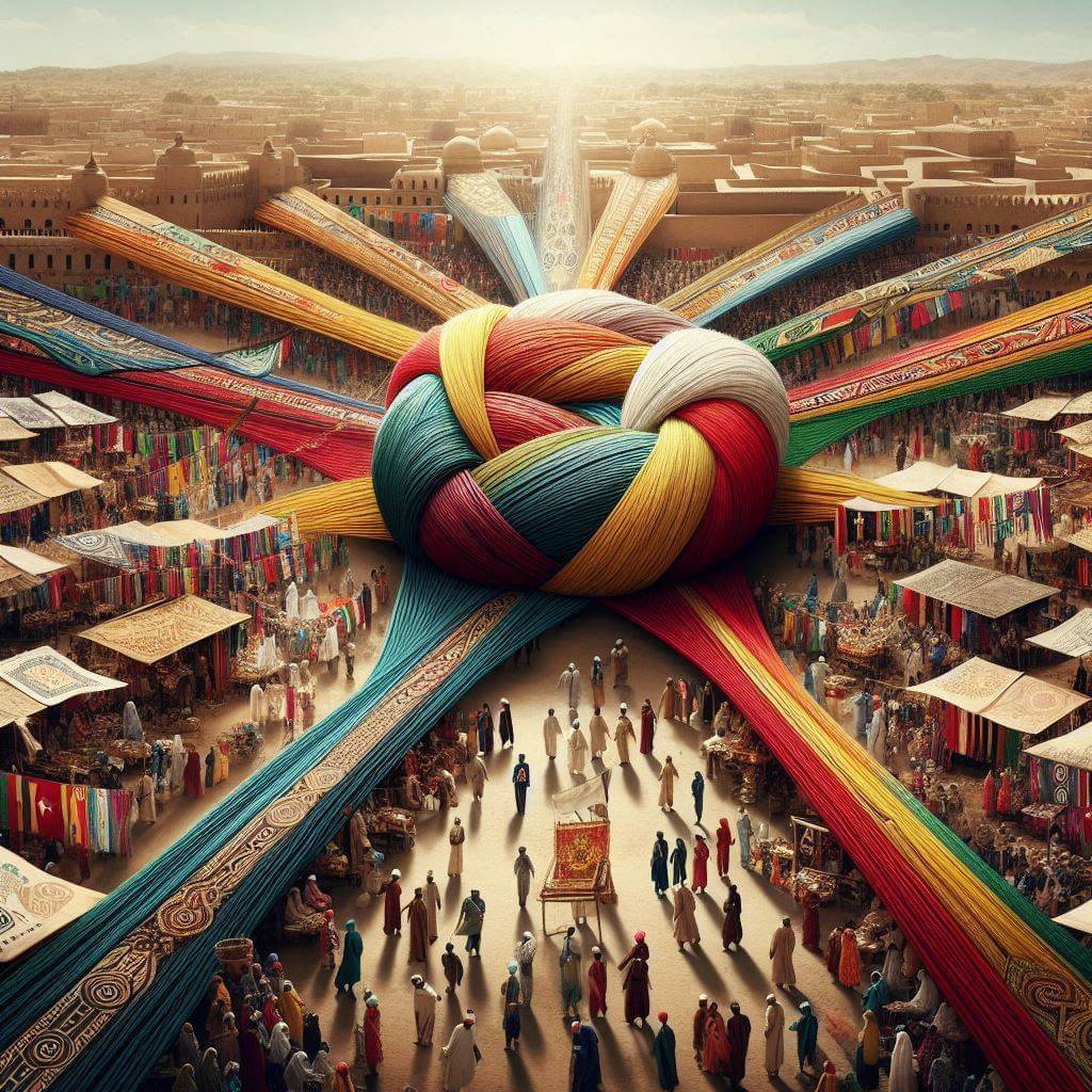 Colorful market scene in Nouakchott, showcasing Mauritania's diverse cultural heritage and national unity