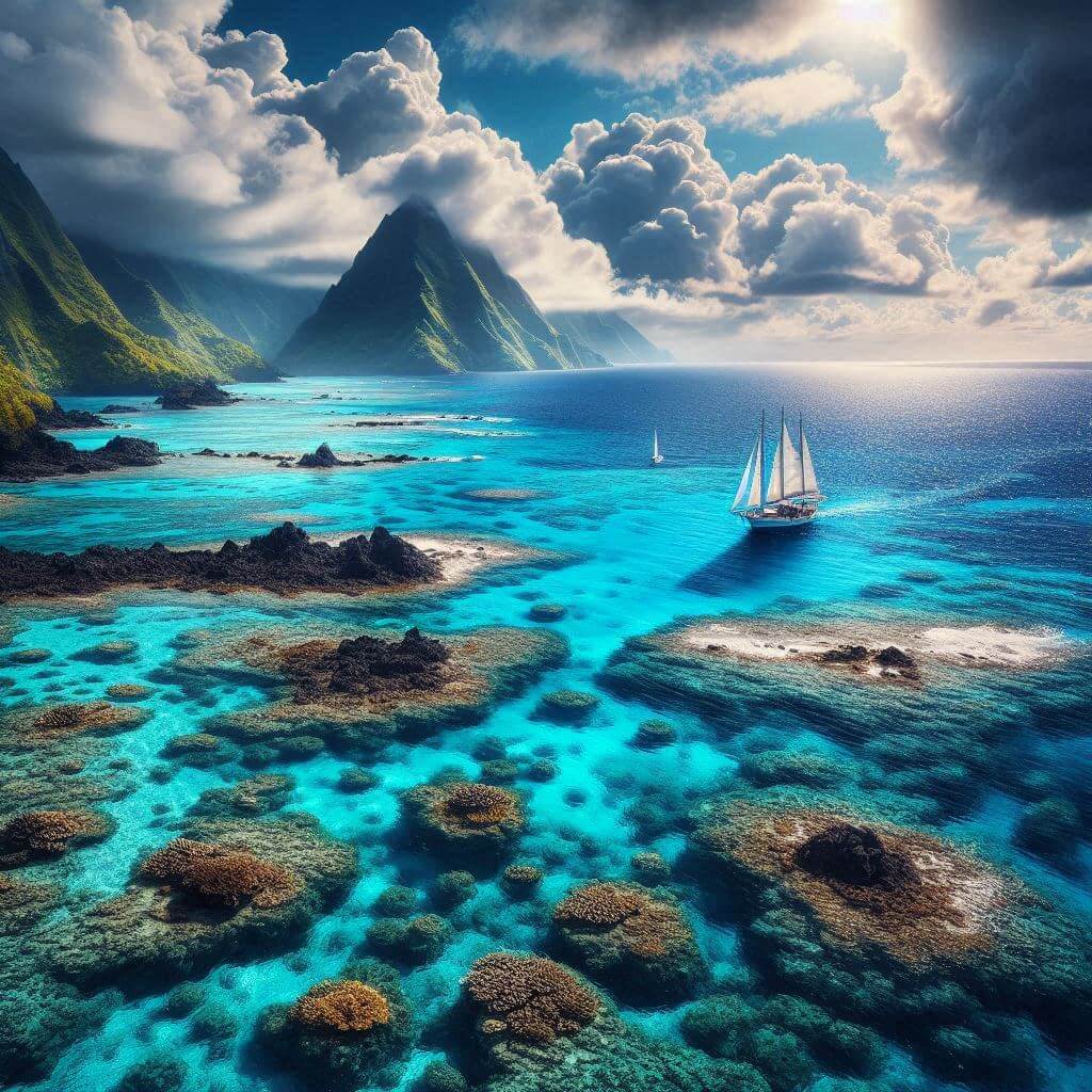 Arrecifes de coral vibrantes de Reunión, destacando la biodiversidad única de la isla