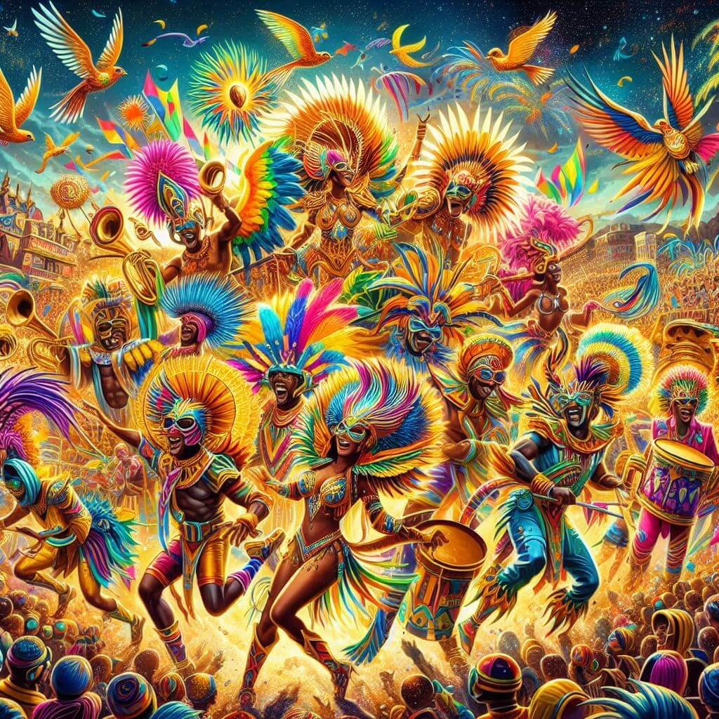 Vibrante celebración del carnaval Vincy Mas, mostrando el rico patrimonio cultural de San Vicente y las Granadinas