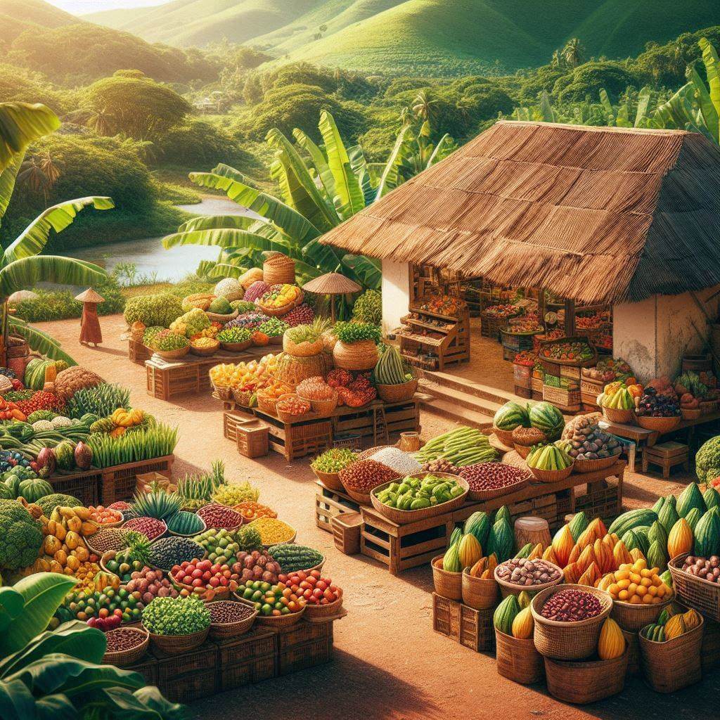 Vibrante mercado en la ciudad de Santo Tomé que muestra el patrimonio agrícola