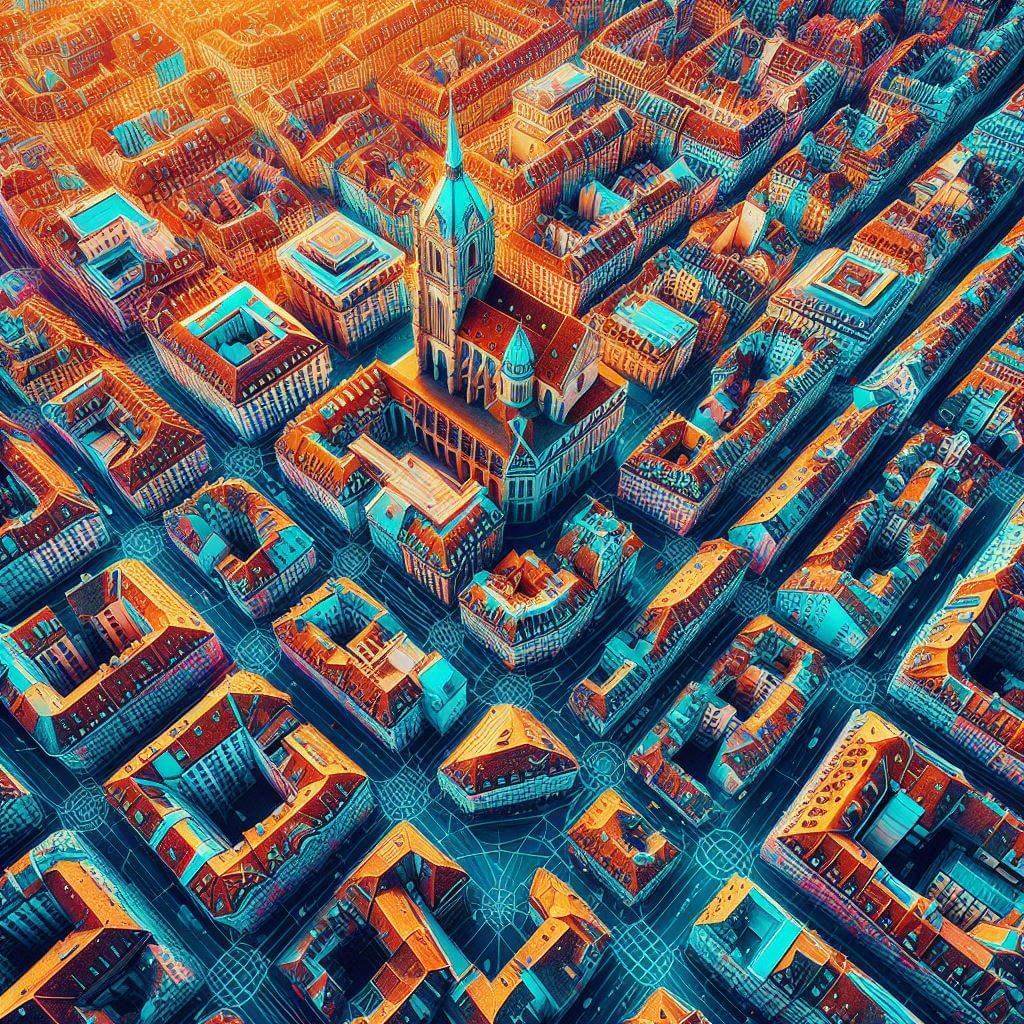 Vista aérea de la ciudad de Berna, mostrando los valores de estabilidad y precisión de Suiza