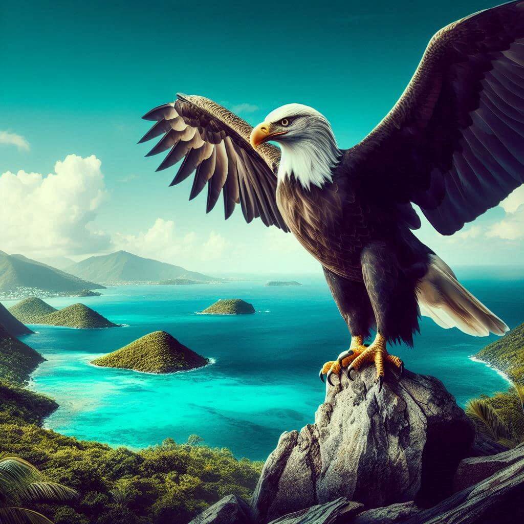 Majestic eagle overlooking the U.S. Virgin Islands