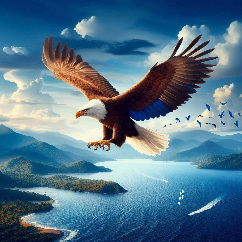 A majestic eagle symbolizing Honduras' connection to the land and its aspirations for freedom