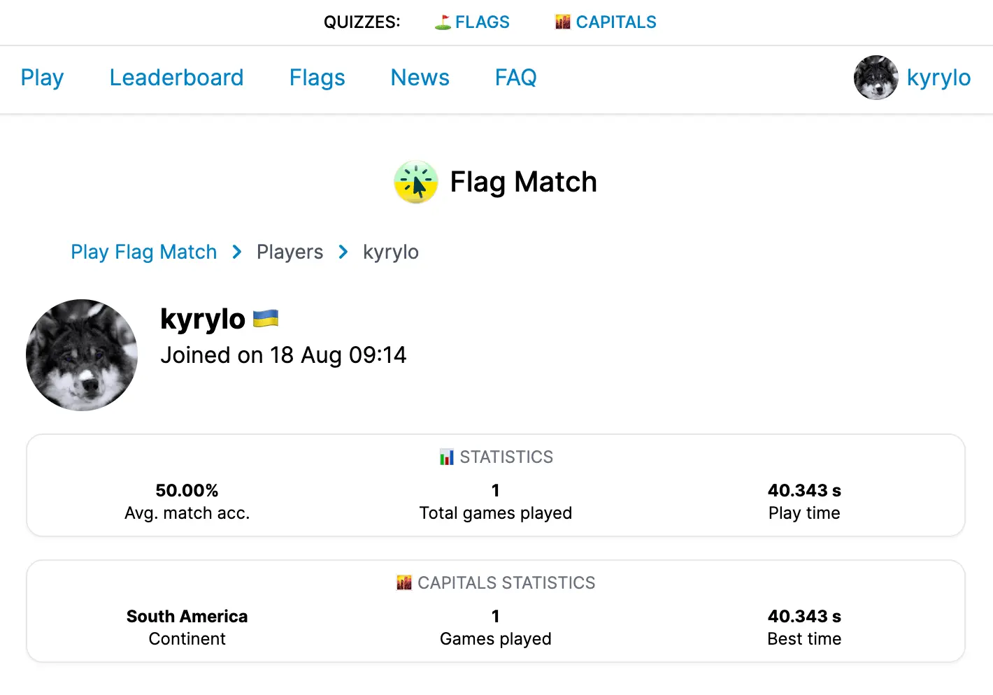 Kyrylo's Flag Match profile