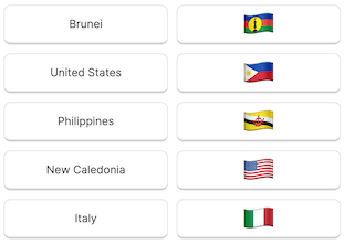 Flags of the World quiz interface